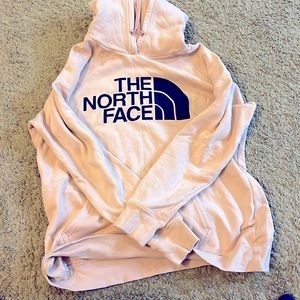 Women’s size XL The Northface hoodie light pink with navy blue logo